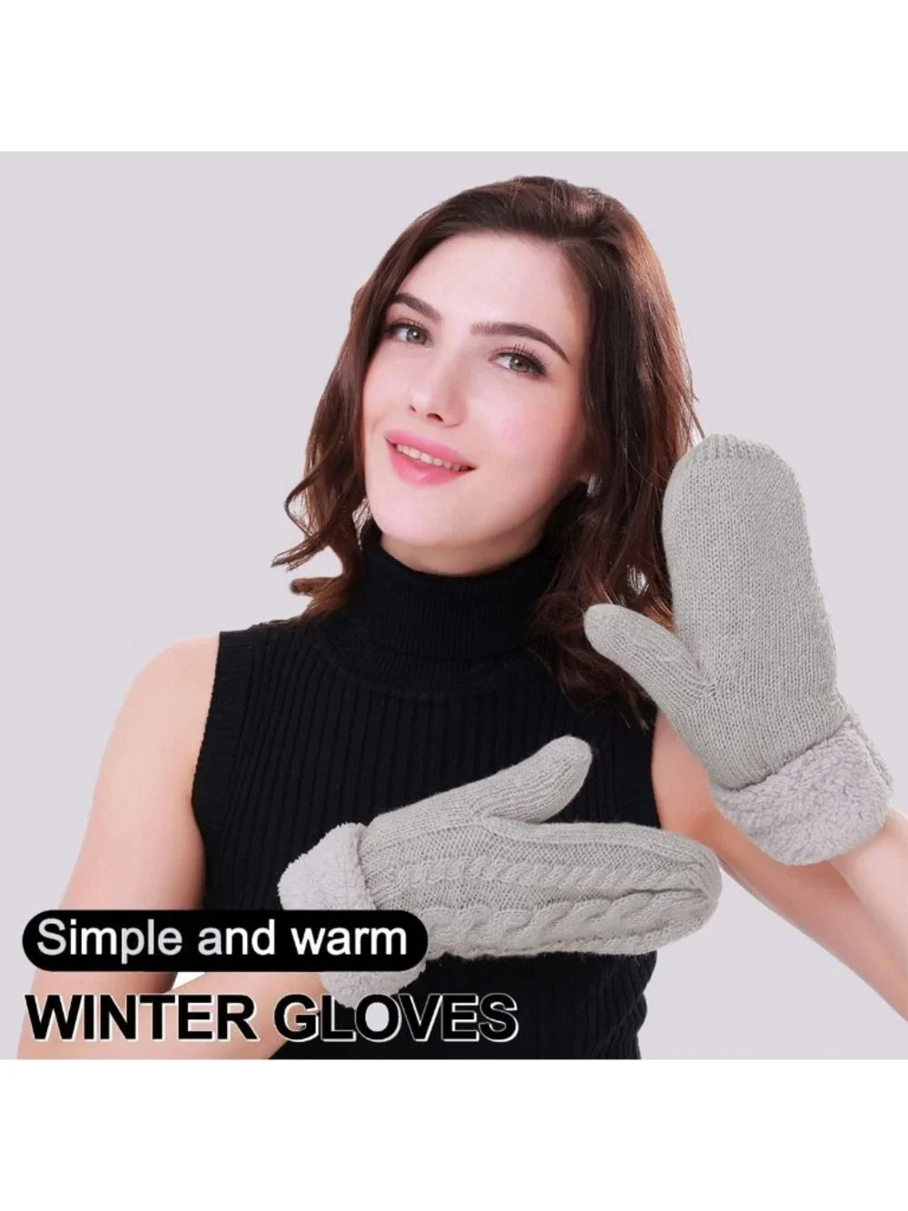 Cozy Wool Knit Winter Gloves for Women - Warm Lining Thick Mittens for Cold